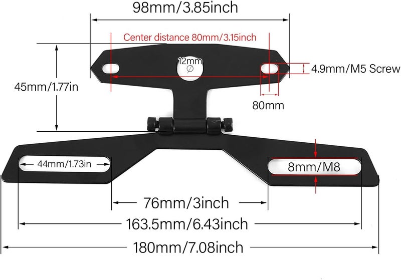 Klanata Universal Adjustable Motorcycle License Plate Bracket, Motorcycle License Plate Flipper, Motorcycle License Plate Holder, Motorcycle Plate Mount for ATV - Image 2